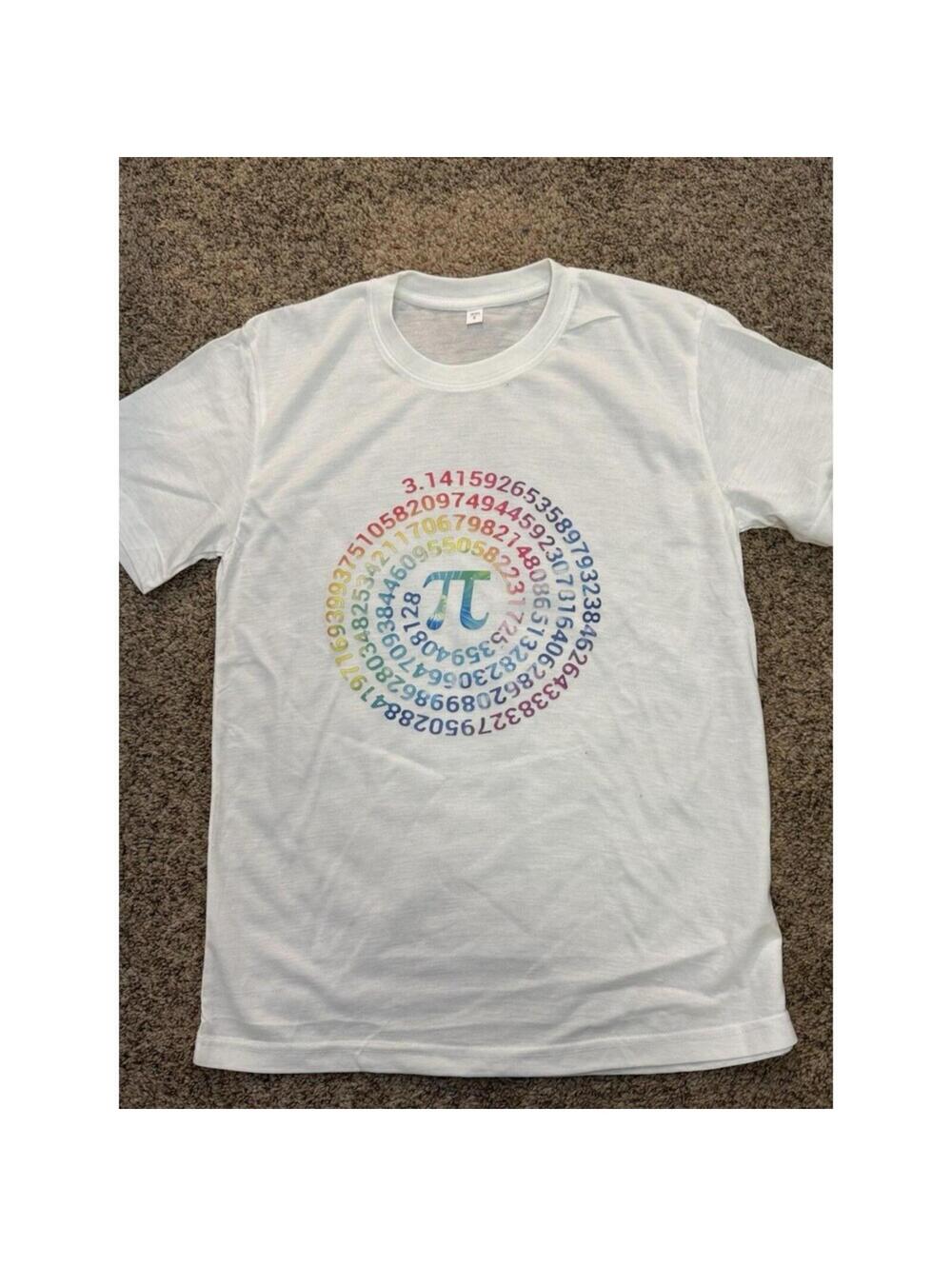 White Pi Graphic Cotton Jersey Short Sleeve Crew Neck Math T-Shirt Small